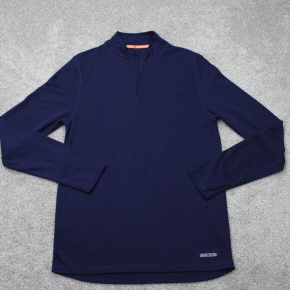 Omni Wool Shirt Mens XL Blue 1/4 Zip Poly/Wool Blend Long Sleeve Pullover Lined - Picture 1 of 15
